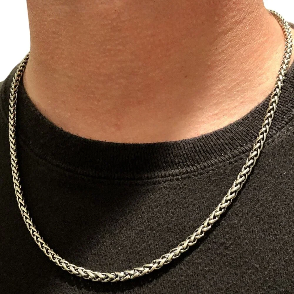 Bundle of 2 Mens Solid Sterling Silver Chopin Chain 55mm abel232